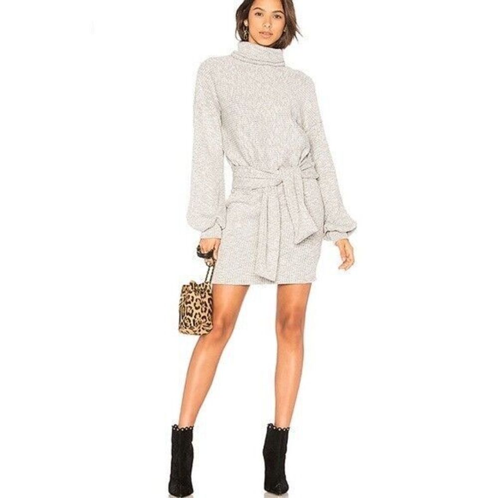 REVOLVE Saylor x Free People Size Large Giovanna Sweater Dress Gray Turtleneck